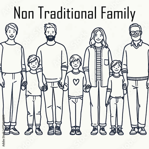 A photo of a non traditional family outline