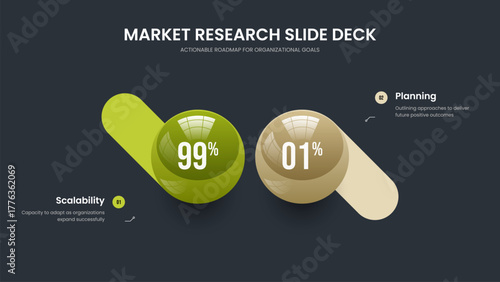 Simple Development Two Element Chart Slideshow Layout. Financial Launch Presentation Design Vector Illustration. Advertising Briefing 2 Step Diagram Frame Template.