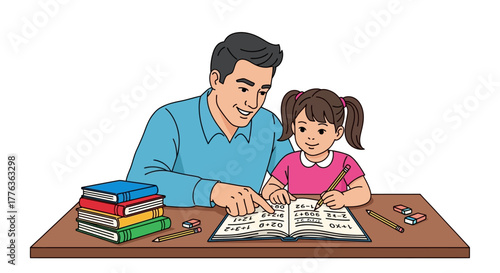 Father Helping Daughter with Homework A Heartwarming Educational Scene