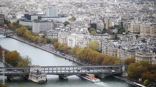 Aerial view of Bir-Hakeim Bridge and the Seine River in Paris