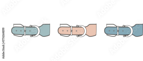 Collection of three diverse watch straps in different colors, showcasing buckle details and strap texture