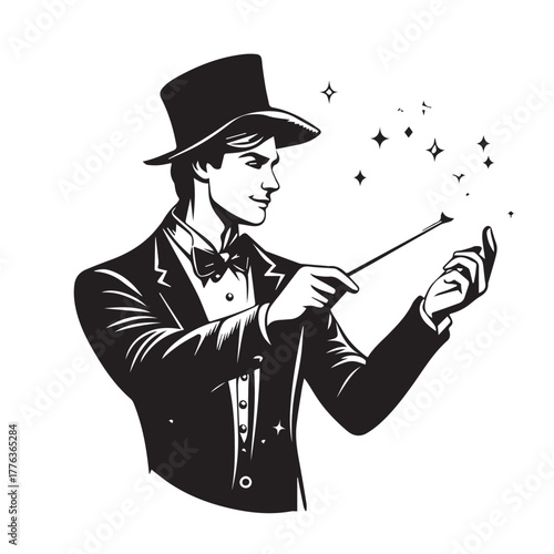 magician with hat and wand