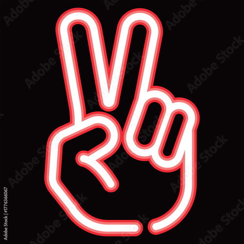 ネオン風ピースサインのアイコン