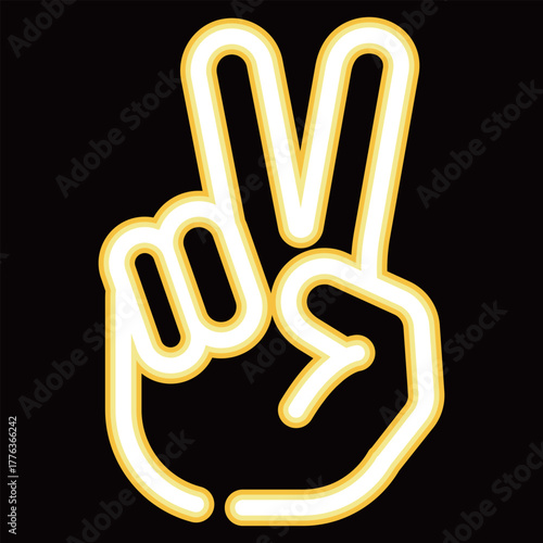 ネオン風ピースサインのアイコン