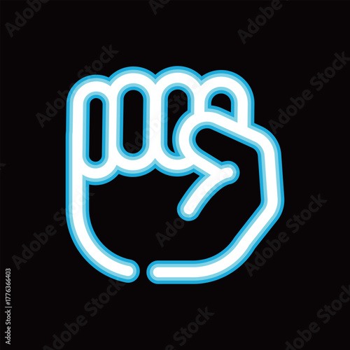 ネオン風の握りこぶしアイコン