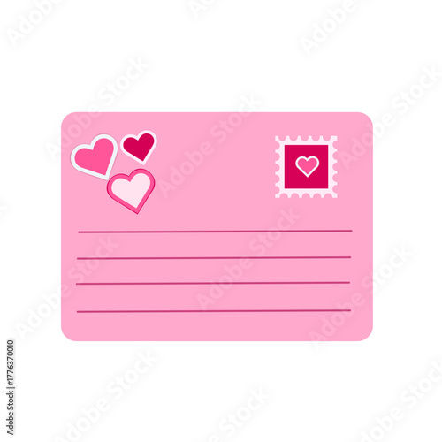 A sweet pink envelope with a pink heart-shaped postage stamp. Perfect for Valentine s Day, romantic messages, invitations, and minimalist postage.