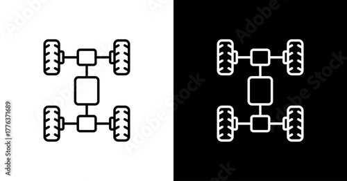 Car Axle  White Icon Set Design