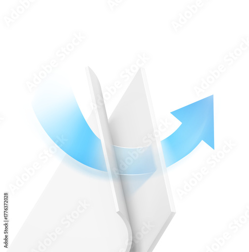 Two wavy layers with arrow for presentation breathable materials, airflow, air exchange. Vector illustration isolated on white background. Great infographic for your fabric, fiber, material. EPS10.
