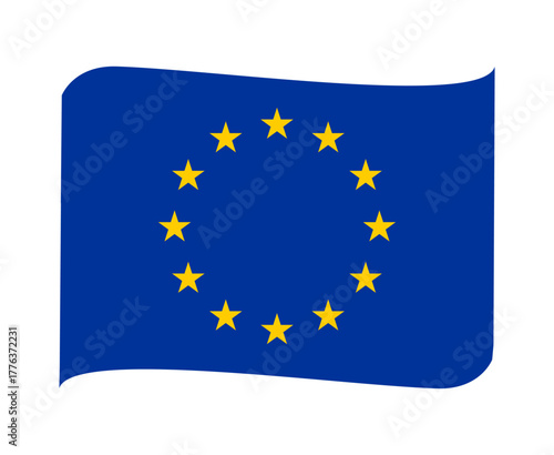 European Union National Europe Flag Ribbon Emblem Symbol Icon Vector Illustration Abstract Design Element