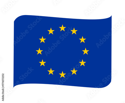European Union National Europe Flag Ribbon Emblem Symbol Icon Vector Illustration Abstract Design Element