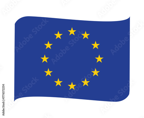 European Union National Europe Flag Ribbon Emblem Symbol Icon Vector Illustration Abstract Design Element