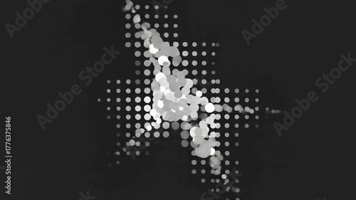 Abstract geometric pattern animation with circles and dots on a black background creates a modern