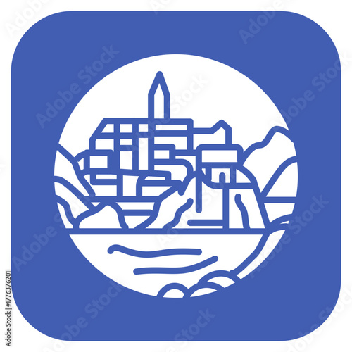 Cinque Terre icon vector image. Can be used for Italy.