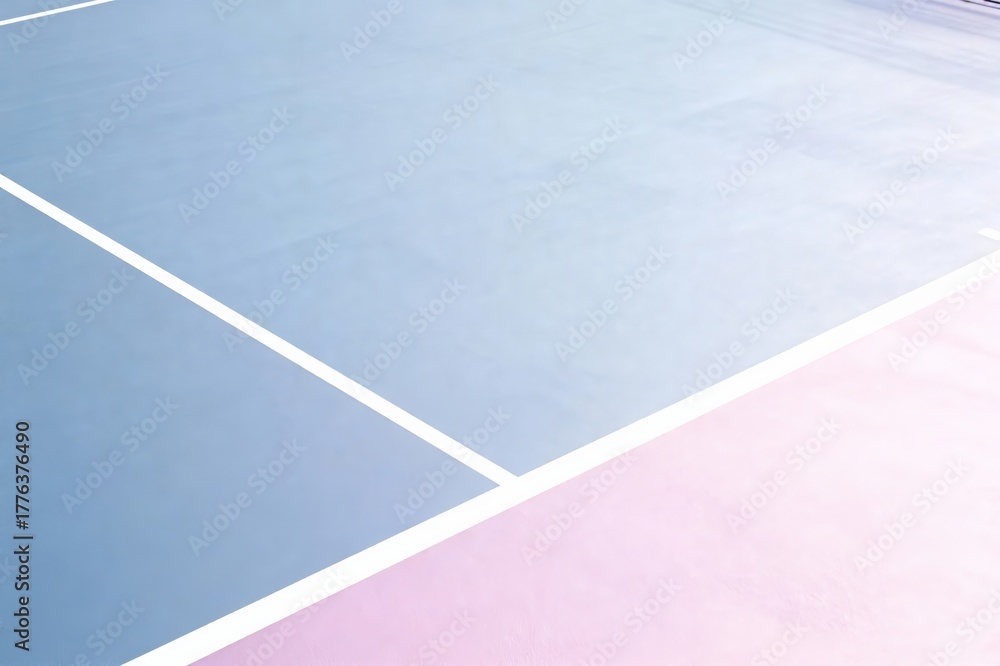 Fototapeta premium Minimalist Tennis Court Pastel Blue Pink Background 