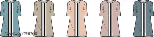 Dress designs with stripes in pastel colors for women's fashion