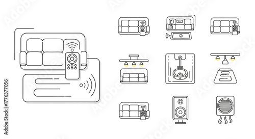 Smart home automation system controlling living room appliances via remote offering convenience comfort and enhanced living ideal for modern lifestyle concepts