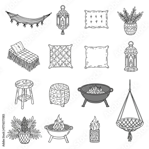 backyard camping decor hammock lantern and firepit providing outdoor relaxation ideal for enhancing lifestyle blogs and promoting summer leisure