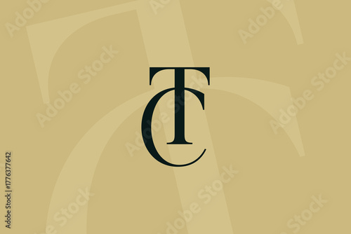 TC or CT letter logo icon design. Classic style luxury initials monogram.