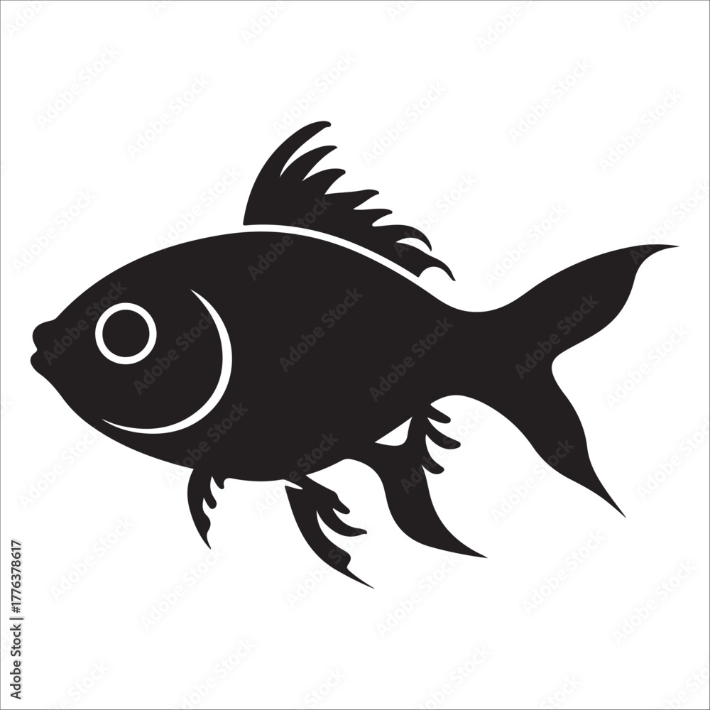 Fototapeta premium Goldfish silhouette vector illustration Stylized on white background