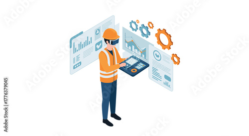 Augmented reality in construction: engineer using virtual interface