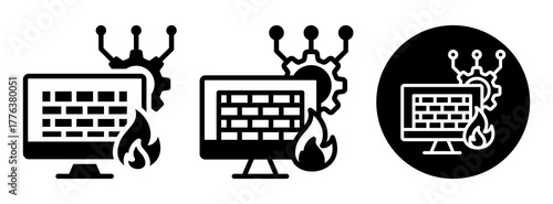 System Firewall Icon Collection Glyph & Mixed Style