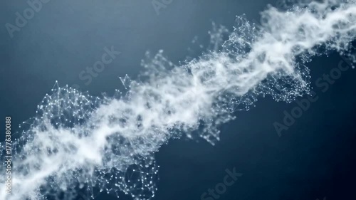 Abstract Neural Network Connection Visualization with Flowing Data Stream on Dark Backdrop