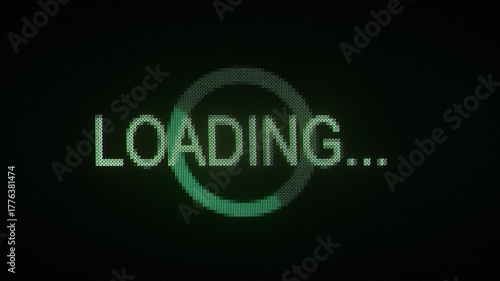 Loading Screen with Circular Progress Bar Close-Up showing visible RGB pixels. Concept for illustrating technology, data processing, buffering, or internet connection ideas. 3D render animation