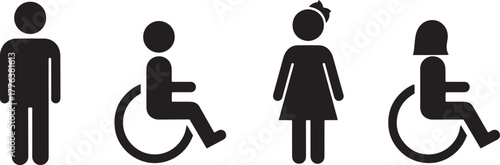 Restroom Signage Male Female Disabled Person Icons Toilet Accessibility