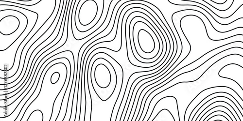 Abstract topographic contours map background. modern design with white background and black wave lines. Topo contour map design