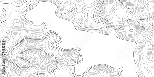 Abstract topographic contours map background. modern design with white background and black wave lines. Topo contour map design