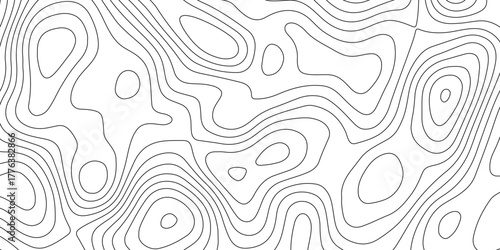 Abstract topographic contours map background. modern design with white background and black wave lines. Topo contour map design