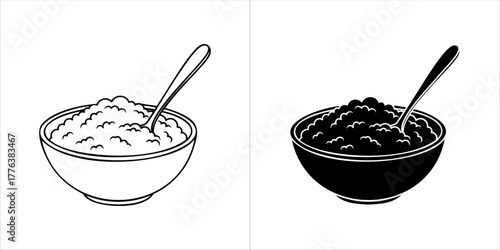 Bowl of porridge with a spoon