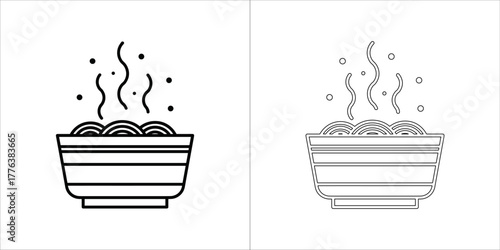 Bowl of noodles icon with steam, representing hot food or asian cuisine