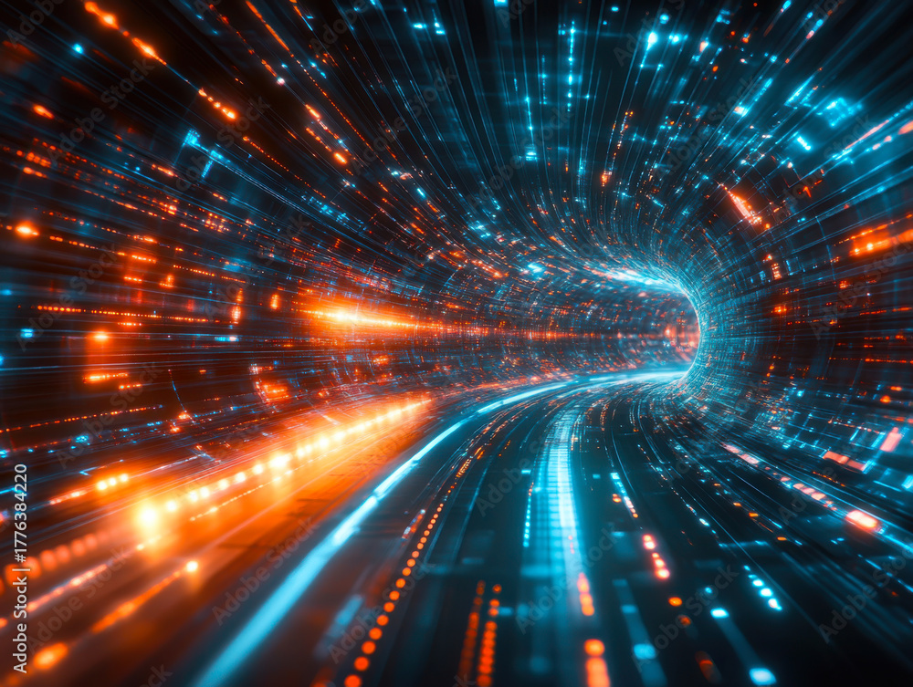 Fototapeta premium concept with abstract high speed technology POV motion blur