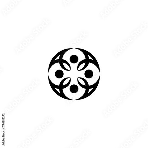 Abstract circular design with central dot pattern on transparent background silhouette