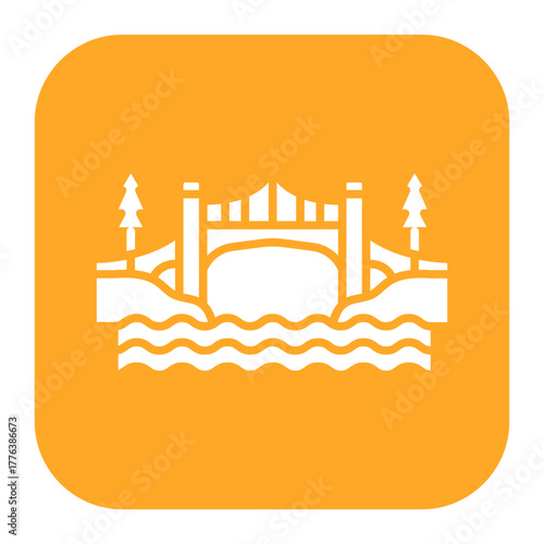Water Bridge Line Color Icon