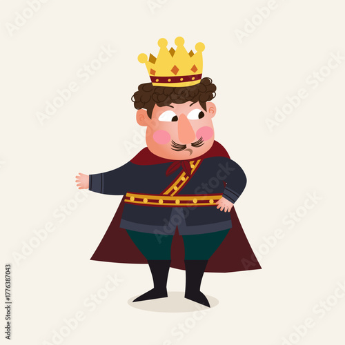 King in Royal Robes and Crown in Regal Cartoon Style