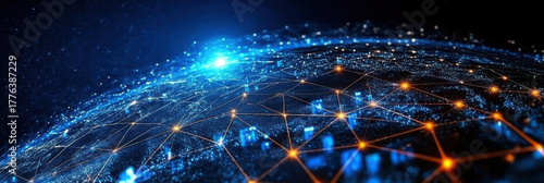 Communication technology for internet business. Global world network and telecommunication on earth cryptocurrency and blockchain