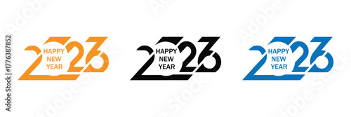 Ring in the new year with dynamic "Happy New Year 2023" designs perfect for invitations, banners, and festive promotions. Versatile colors for any celebration.
