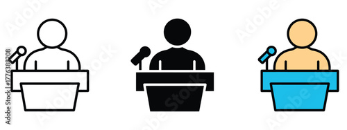 Speaker Sessions icon vector. public speaking, presentation, and communication symbol. vector illustration.