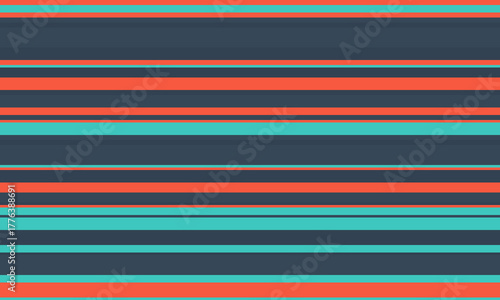Vibrant horizontal stripes in teal, coral, and dark gray create a dynamic, modern pattern. Ideal for website backgrounds, textiles, or any design needing a bold, geometric feel.