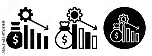 Cost Reduction Icon Collection Glyph & Mixed Style