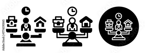 Work Life Balance Icon Collection Glyph & Mixed Style