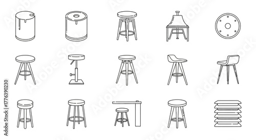 stools and chairs collection variety of bar seating dining and home décor elements in a furniture arrangement ideal for design concepts
