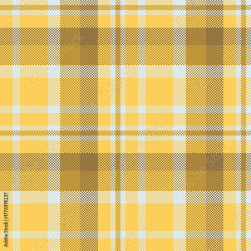 Close-up tartan background check, underwear texture vector fabric. Glen textile plaid pattern seamless in amber and sterling silver colors.