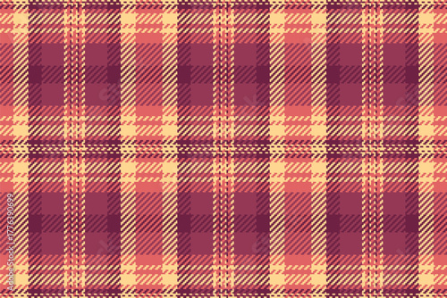 Cozy, repeating plaid pattern with textured weave in warm, inviting colors. Ideal for backgrounds, textiles, apparel, and autumnal designs. Versatile backdrop