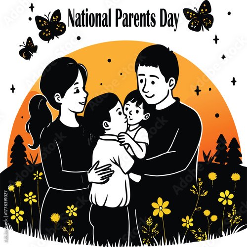 Parents Day Celebration with Kids – Smiling Family Outdoors