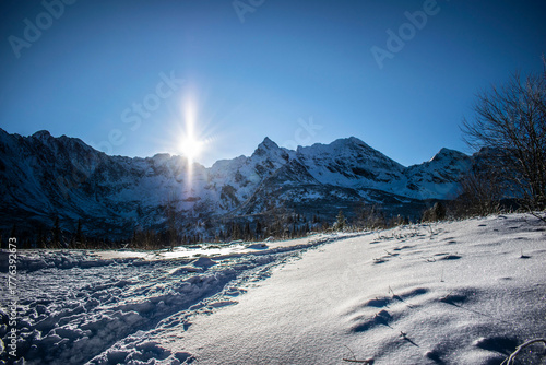 Fototapeta Naklejka Na Ścianę i Meble -  snow-capped mountain peaks of the Polish Tatra Mountains