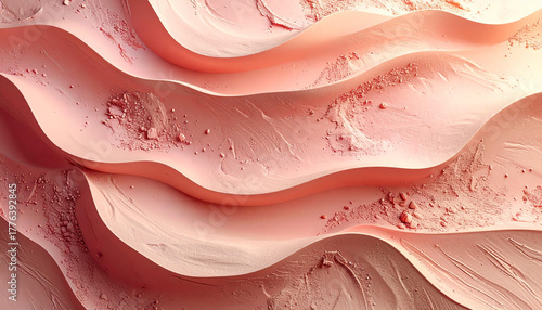 Fototapeta Naklejka Na Ścianę i Meble -  Abstract flowing pink sand dunes with subtle texture and soft light creating a serene and organic backdrop