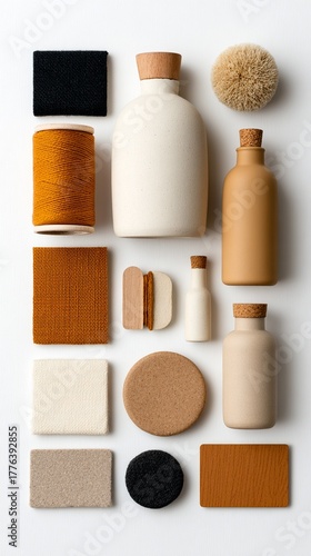 Minimalist Natural Material Composition with Textures and Neutral Tones